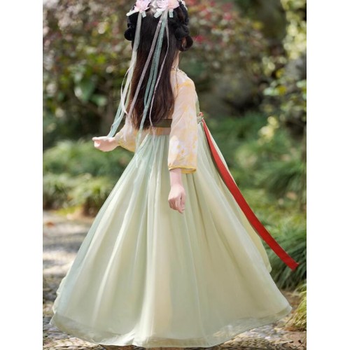 Girls kids chinese folk dance dresses green hanfu fairy princess classical dance stage performance costumes for child party cosplay photos shooting kimono